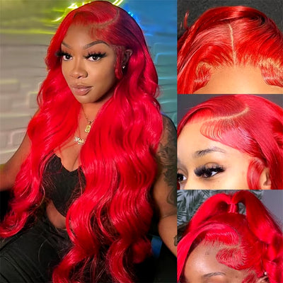 100% Vietname Super Hot Red Body Wave Wig 13X4 Lace Front Human Hair Wigs for Women Brazilian Red Colored Lace Frontal Wigs