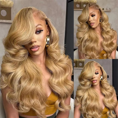 #27 Honey Blonde 13X4 HD Lace Front Wigs Human Hair 30 32 34Inch Body Wave Lace Frontal Colored Human Hair Wigs 180% Density