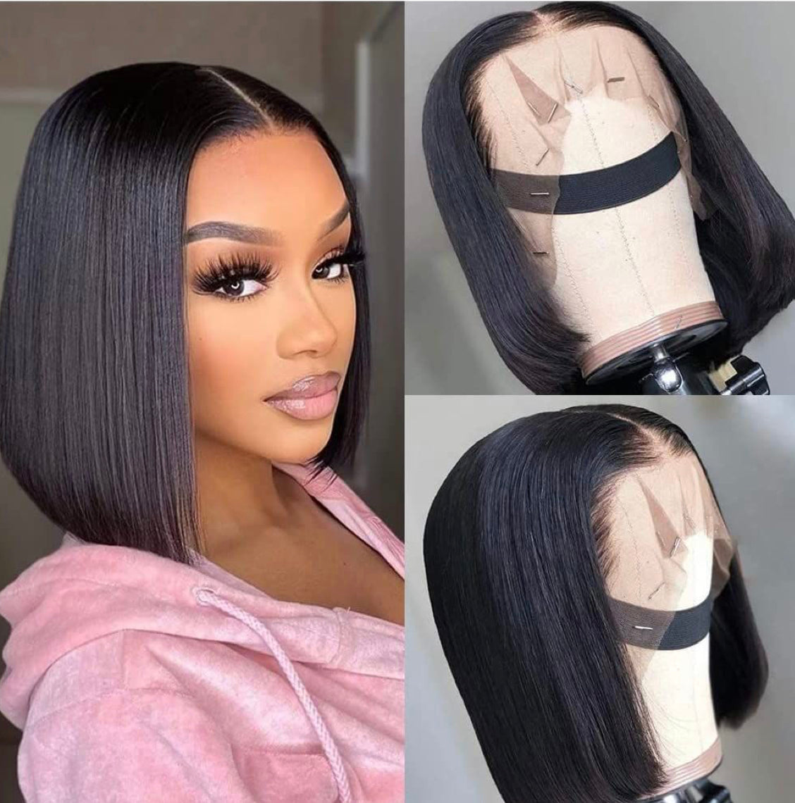 13x4 HD Transparent Bone Straight 30 40 Inches Lace Front Human Black Hair Wig